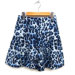 ダイアンフォンファステンバーグ DIANE von FURSTENBERG タック フレア スカート ミニ レオパード柄 ヒョウ柄 シルク混 0 青 ブルー /NT9のサムネイル