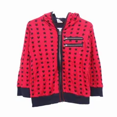 エムピーエス MPS 子供服 パーカー フード 長袖 コットン 綿 総柄 星 100 レッド 赤 ブラック 黒 /HT8のサムネイル