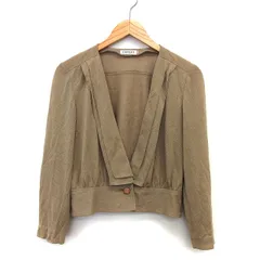 バンベール VINVERT ニット ジャケット ショート丈 シングル シンプル タック Vネック 11 ベージュブラウン 茶 /HT29のサムネイル