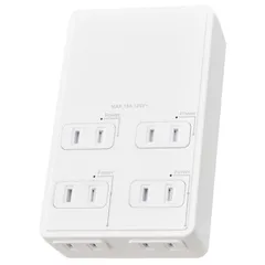 【新品】オーム電機 発煙ガードフラット壁タップ 6個口｜HS-A6HFT-W 00-2603 のサムネイル