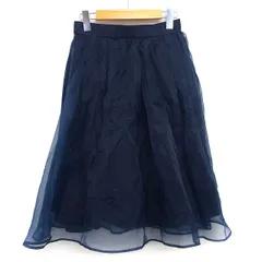 スピック＆スパン ノーブル Spick&Span Noble オーガンジー スカート フレア ロング 無地 シンプル タック 36 ネイビー 紺 /HT17のサムネイル