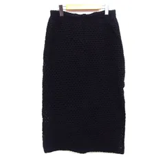 シスレー SISLEY ニット スカート Aライン ロング ミモレ丈 かぎ針編み 総柄 ウール混 M ブラック 黒 /HT35のサムネイル