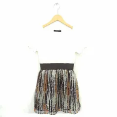 プレミアム バイ ビッキー PREMIUM BY VICKY ワンピース ひざ丈 プルオーバー 総柄 切替 半袖 2 アイボリー パープル 白 紫 /TT34のサムネイル