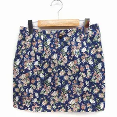 ディスコート Discoat 台形 花柄 スカート ミニ コットン 綿 M ネイビー 紺 /FT16のサムネイル