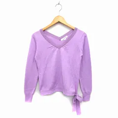 クランプリュス ミッシェルクラン KLEIN PLUS ニット セーター Vネック リブ ラメ混 コットン混 リボン 長袖 38 紫 パープル /NT9のサムネイル