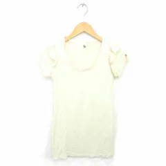 スモーク smork カットソー Tシャツ 丸首 フリル 無地 半袖 アイボリー /TT6のサムネイル