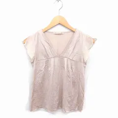 ラピスルーチェパービームス LAPIS LUCE PER BEAMS カットソー Tシャツ Vネック 袖透け感 半袖 ベージュ 薄茶 /TT23のサムネイル