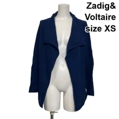 ◆ ザディグエヴォルテール Zadig&Voltaire ニットカーディガン 長袖 ミドル丈 ネイビー アルパカ ウール XS 5号 レディース S6I488のサムネイル