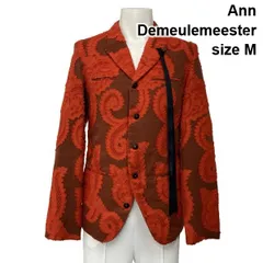 ◆ アンドゥムルメステール Ann Demeulemeester テーラードジャケット ブレザー 長袖 ペイズリー柄 フリンジ 異素材 毛混 M メンズ S6I531のサムネイル