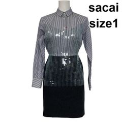 綺麗カラー✨希少✨sacai プリーツ レース切替 ワンピース