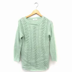 ルゥデルゥ Rew de Rew ニット セーター 透かし編み 丸首 長袖 ラメ混 38 グリーン 緑 /FT35のサムネイル