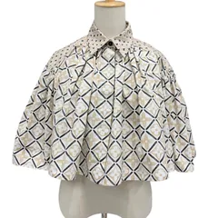 ルイヴィトン LOUIS VUITTON LV バイ・ザ・プール ブラウス シャツ コットン ベージュ 未使用 モノグラム ケープ クロップド丈 半袖のサムネイル