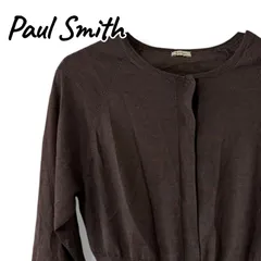 Paul Smith ポールスミス レディース 長袖 ニット カーディガン カラー ダーク ブラウン こげ茶 シルク 70% カシミヤ 30% 絹 M オンワード樫山 正規品 比翼 ラグラン 綺麗目 オフィス カジュアル 羽織り 春 秋 冬 美品 1562BCのサムネイル