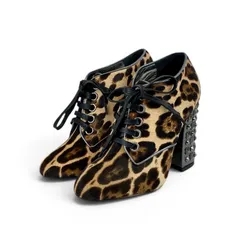 ドルチェアンドガッバーナ DOLCE&GABBANA ブーツ ショートブーツ 靴 シューズ ハラコ ブラウン ブーティ レオパード スタッズ レースアップのサムネイル