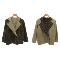 クリスチャンディオール Christian Dior 美品 リバーシブル ダブルブレストジャケット M 緑 グリーン カーキ チェック柄 ウール /MXのサムネイル