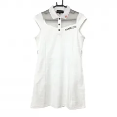 【美品】マークアンドロナ 半袖ワンピース 白 格子織生地 一部透け感 スナップボタン  レディース 38(M) ゴルフウェア MARK＆LONAのサムネイル