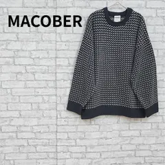 MACOBER 総柄ニットセーター ネイビー 古着のサムネイル