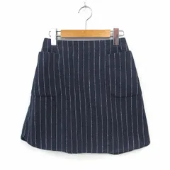 カージュ Khaju 台形 スカート ストライプ ミニ 厚手 ネイビー ホワイト 紺 白 /TTのサムネイル