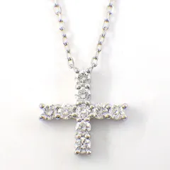 【ダイヤモンド】 ネックレス クロス ラウンドブリリアントカット ダイヤモンド 計0.30ct PT900 PT850 【中古】のサムネイル