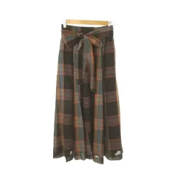 イヴサンローラン YVES SAINT LAURENT diffusion femmes スカート M マルチカラー チェック柄 ウエストリボン ロング丈 HE016-558 /MN16 ■ECE004のサムネイル