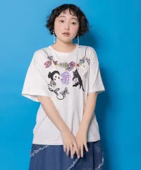 ScoLar(スカラー）天日干しアニマルぬい刺繍Tシャツ　オフホワイト、ブラック、グリーン　161646のサムネイル