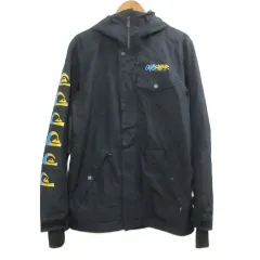 クイックシルバー QUIKSILVER 19年 スノージャケット IN THE HOOD JK ドライフライト スノーボード ジップアップ フーディー ロゴプリント チンフラップ S 170/88A 黒 ブラック EQYTJ03224 /Xのサムネイル