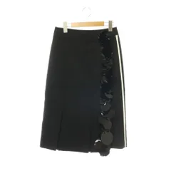 プラダ PRADA ウール スパンコール装飾  ミディスカート ラップスカート ライン ひざ丈 38S 黒 ブラック P180QR /HS ■OSのサムネイル