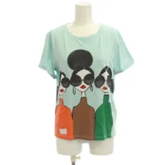 アリスオリビア alice + olivia Tシャツ S 水色 半袖 イラストプリント ラウンドネック /JPのサムネイル