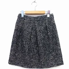 ジュエルチェンジズ Jewel Changes アローズ 台形 スカート ミニ 膝上 ウール混 ツイード 柄 ラメ混 タック 36 ブラック 黒 /HT17のサムネイル
