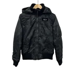 ALPHA INDUSTRIES(アルファ) ブルゾン サイズS メンズ美品  - 黒×ダークグレー 長袖/フード着脱可/中綿/ジップアップ/迷彩柄/冬のサムネイル
