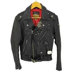 トリプルシックスレザーウェア 666 Leather Wear スタッズ レザー ダブル ライダース ジャケット メンズ  34のサムネイル
