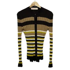 MARNI(マルニ) カーディガン サイズ44 L レディース美品  - ダークブラウン×ベージュ×マルチ 長袖/ボーダー/リブニットのサムネイル