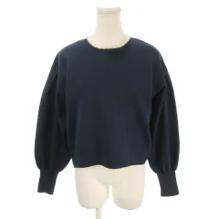 ノーリーズ Nolley's カットソー 38 紺 ネイビー パール装飾 クルーネック 長袖 ハリ感 厚手 /AH42 ■GY70のサムネイル