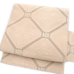 【新古品】未使用品 美品 八寸名古屋帯 名古屋帯仕立て 西陣織 正絹 金糸 綴れ ベージュ地 向い鳥 蜀江文 お茶会 七五三 入卒式 観劇などのセミフォーマルなお席に 春 秋 冬 仕立て済み 送料無料 g597のサムネイル