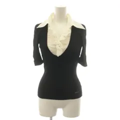 バーバリーブラックレーベル BURBERRY BLACK LABEL ニット カットソー 5分袖 フェイクレイヤード リブ フリル 38 黒 ブラック FB466-431-09 /AN ■ECC007のサムネイル