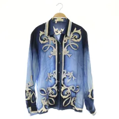 エスカーダ ESCADA BY MARGARETHA LEY シルクシャツ ブラウス 長袖 総柄 ヴィンテージ 40 ブルー /MY ■OS ■ECC007のサムネイル