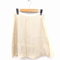 ジュヌヴィエーヴ JENEVIEVE スカート 総柄 フレア ひざ丈 シルク混 コットン 綿 1 アイボリー 白 /FT42のサムネイル
