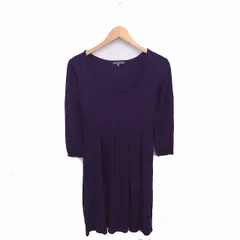 ブラック バイ マウジー BLACK by moussy ワンピース ひざ丈 丸首 プルオーバー ウール混 無地 シンプル 七分袖 2 パープル 紫 /TT30のサムネイル