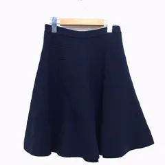 クローラ crolla ニット スカート フレア ミニ 膝上 ドレープ リブ ウール混 ネイビー 紺 /HT33のサムネイル