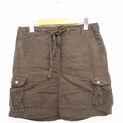 ジェイクルー J.CREW 台形 スカート ミニ 麻 リネン シルク混 腰紐 4 茶 ブラウン /TT17のサムネイル