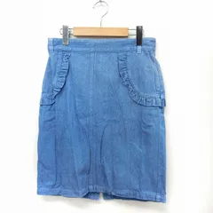 ドット&ストライプス チャイルドウーマン Dot&Stripes CHILD WOMAN スカート タイト デニム 膝丈 フリル バックジップ F ブルー /ST4のサムネイル
