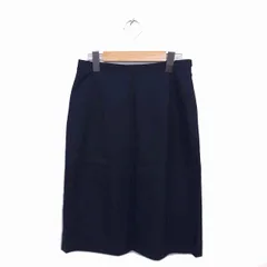 スナオクワハラ sunao kuwahara タイト スカート ひざ丈 ウール 薄手 サイドジップ M ネイビー 紺 /TT3のサムネイル