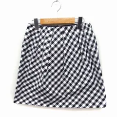バーニーズニューヨーク BARNEYS NEW YORK チェック柄 台形スカート ミニ タック 36 ブラック 黒 ホワイト 白 /FT16のサムネイル