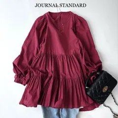 タグ付✨ JOURNAL STANDARD コットン ティアード ロングスリーブ ブラウス / ワイン 赤 レッド フリーサイズ 綿100％ / コットン 近年モデル ゆったり ティアード ぽわん袖 春 夏 ジャーナルスタンダードのサムネイル