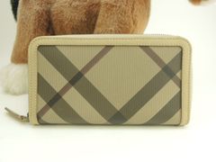 バーバリー ロングウォレット チェック PVCレザー灰 ラウンドジップ長財布@ 11のサムネイル