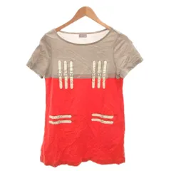 ロベルタディカメリーノ Roberta di Camerino 美品 Tシャツ カットソー 13 大きいサイズ プリントデザイン 切り替えデザイン 赤 レッド グレー /YF ■ECF007のサムネイル