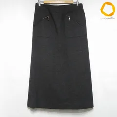 #wnc ジバンシィ GIVENCHY スカート 44 濃グレー バックジップ ロゴ ポケット ロング ウール アンゴラ混 レディース [1024391]のサムネイル