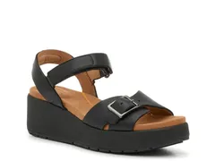 ハッシュパピー レディース シューズ サンダル Hush Puppies Baminda Wedge Sandal Black Leather ブラックのサムネイル