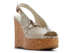 アルド レディース シューズ サンダル Aldo Tatianah Wedge Sandal BrownTaupe Snake Print ブラウンのサムネイル