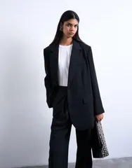 トップショップ レディース アウター ジャケット・ブルゾン リラックスフィット ブレザー Topshop 2 button relaxed fit blazer black ブラックのサムネイル